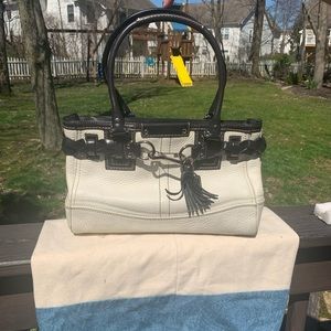 White leather Coach handbag